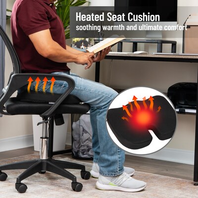 Mind Reader Memory Foam Heated Air-Cloud Seat Cushion, Black (HEASCUSH-BLK)
