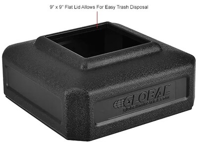 Global Industrial Square Plastic Waste Receptacle w/ Flat Lid, 42 Gallon, Black (641413BK)
