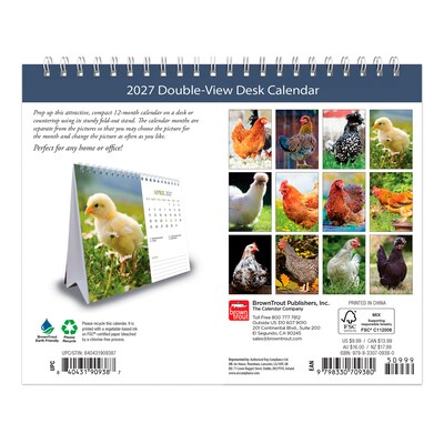 2027 BrownTrout Chickens 7.5 x 6 Monthly Wall Calendar, Assorted Colors (9798330709380)