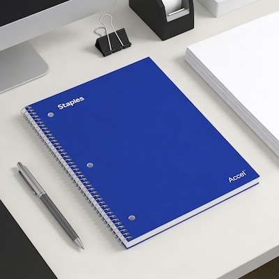 Staples Premium Poly 1-Subject Notebook, 8.5" x 11", College Ruled, 100 Sheets, Blue (ST20951D)