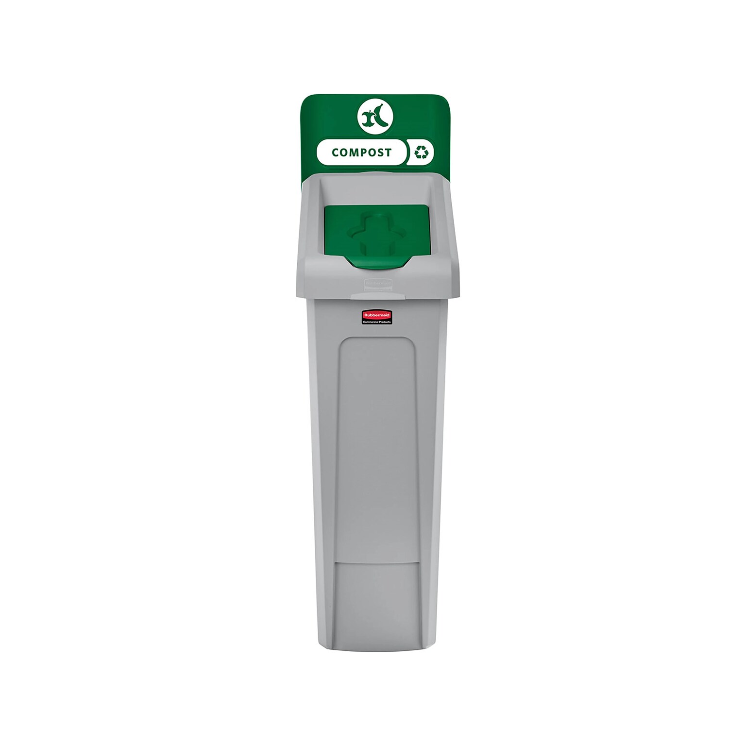 Rubbermaid Slim Jim Single-Stream Recycling Station, 23 Gallon, Gray/Green (2185051)