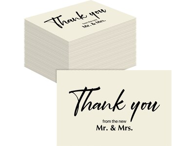 Better Office Wedding Thank You Cards with Envelopes, 4" x 6", White/Black, 120/Pack (64642-120PK)