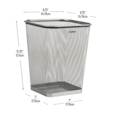 Mind Reader Metal Trash Can Without Lid, 5 Gallon, Silver, 2/Pack (2SQUAGA-SIL)