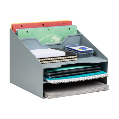 Mind Reader 5-Compartment Plastic Desk Tray, Gray (ANCHBOX5-GRY)