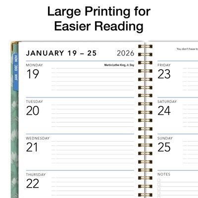 2026 Global Printed Products Big Print 8.5 x 11 Weekly & Monthly Planner, Hardcover, Whispering Meadow (LGPRTCY26851186)