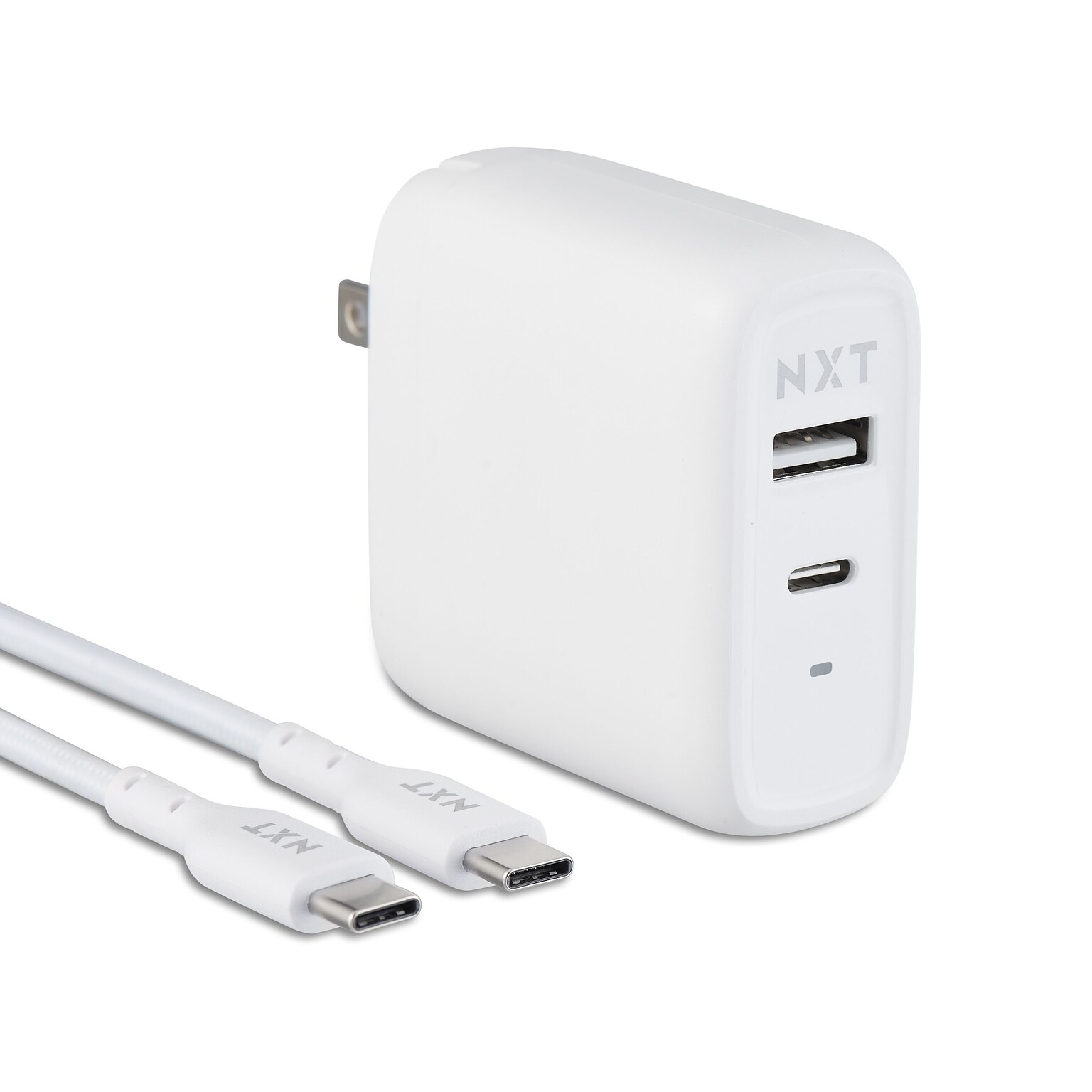 NXT Technologies™ Universal USB-C/USB-A with USB-C Cable Wall Charger, White (NX60449)