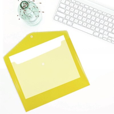JAM Paper Premium Plastic Document File, Letter, Yellow, 3/Pack (218S0YEX3)
