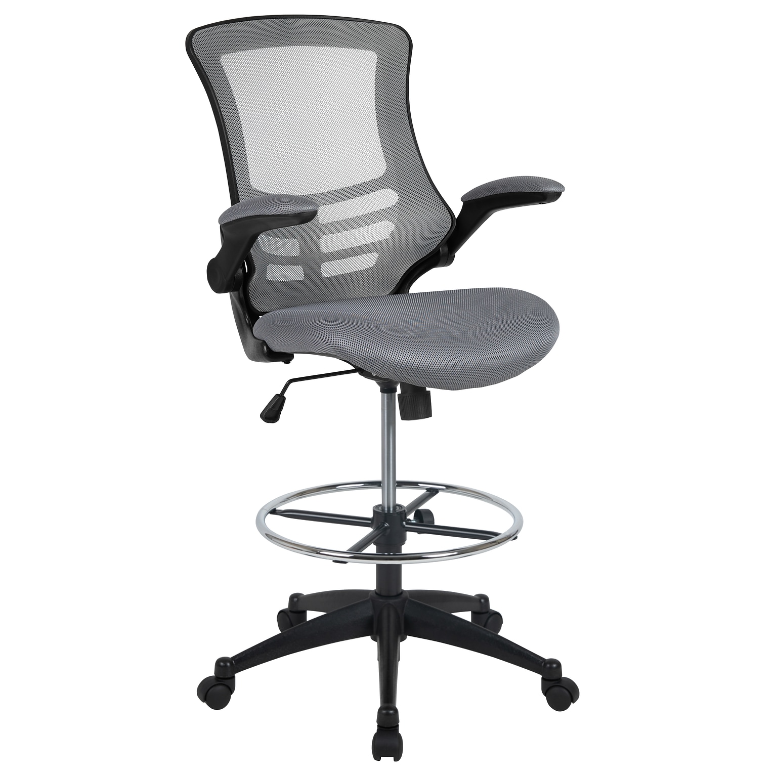 Flash Furniture Mesh Ergonomic Drafting Chair with Adjustable Foot Ring and Lumbar Support, Dark Gray (BLX5MDDKGY)