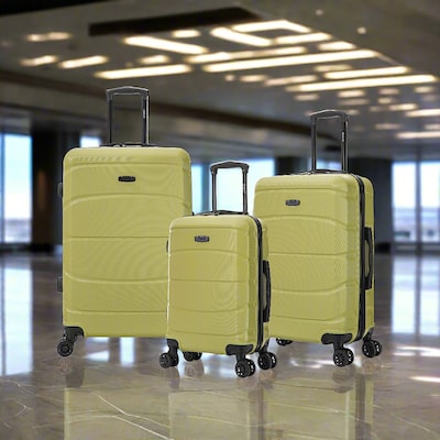 DUKAP Sense 3-Piece Hardside Spinner Carry-On Luggage Set, TSA Checkpoint Friendly, Green (DKSENSML-GRN)