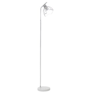 Simple Designs Sleek Essentials 54.5 Metal Floor Lamp with Wire Cage Shade, White (LF1050-WHT)