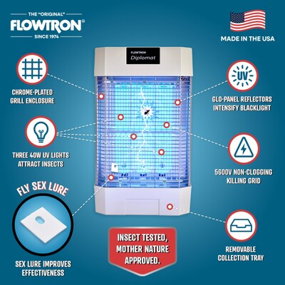Flowtron Electric Diplomat Indoor Bug Zapper, 2000 sq. ft. Coverage, 120W UV Light (FLWFC7800)