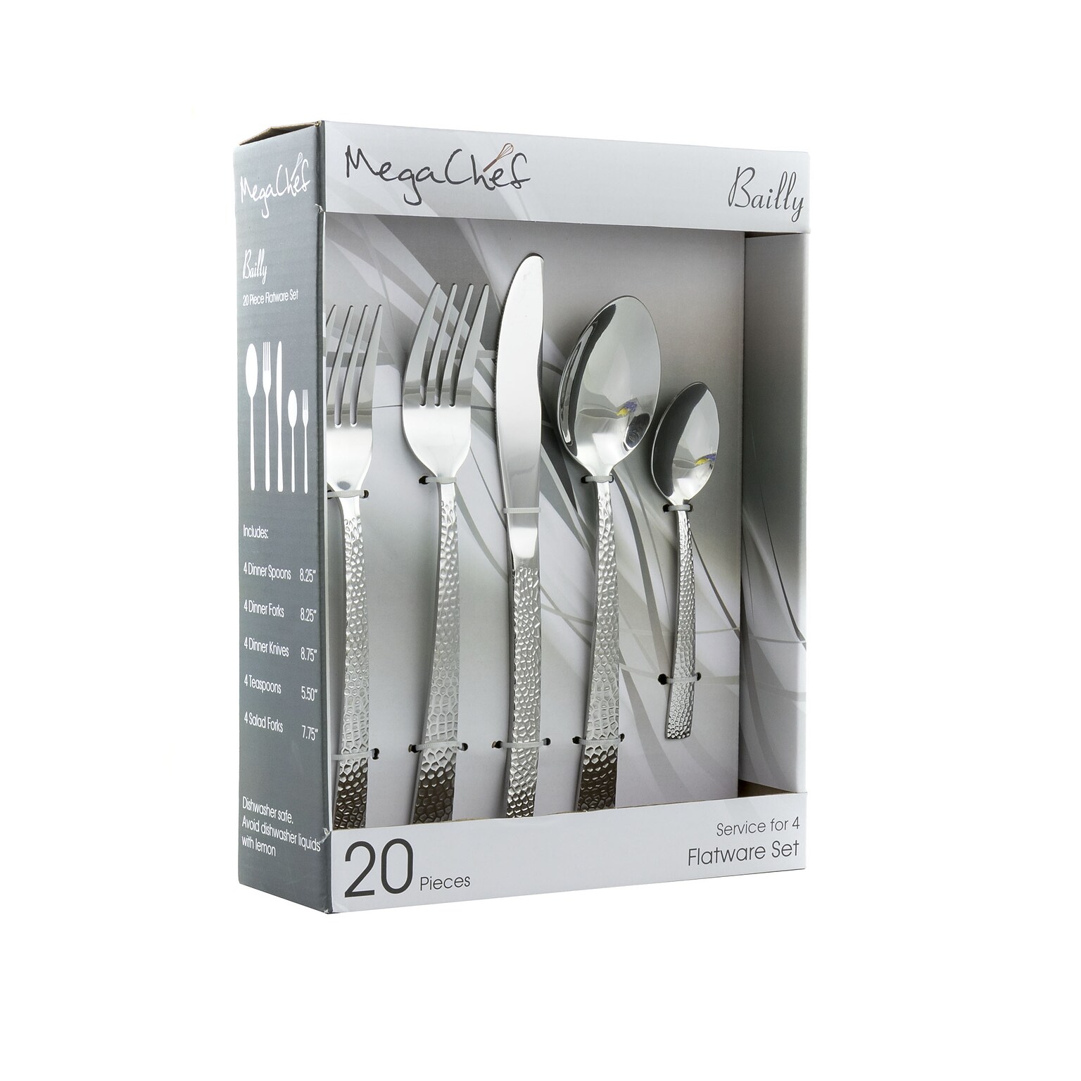 MegaChef Baily Stainless Steel Flatware Set,  20 Piece (937112452M)