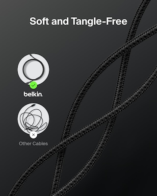 Belkin BoostCharge Pro 6.6' USB C to USB A Power Cable, Male to Male, White (CAB022FQ2MBK)