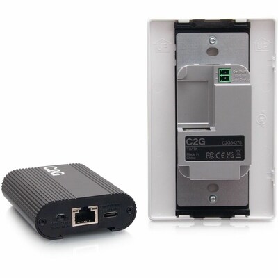 C2G Superbooster 2 RJ-45 2 USB Camera Extender Over Cat Single Gang Wall Plate to Box Kit (C2G54276)