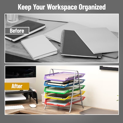 Mind Reader 5-Compartment Metal Desk Tray, Multicolored (5TPAPER-ASST)