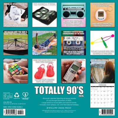 2026 Willow Creek Totally 90s 12 x 12 Monthly Wall Calendar (52983)