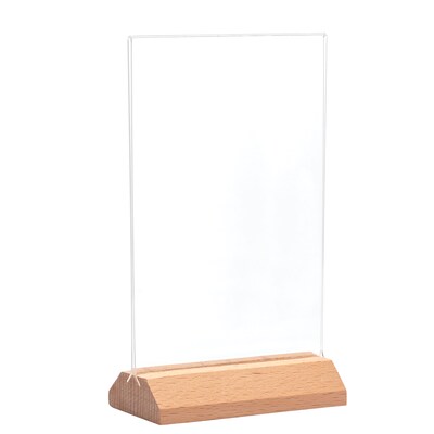 Excello Global Products Generic Holder, 4" x 6", Vertical, Desktop/Countertop, Brown Acrylic (SGNH-WB-4X6)