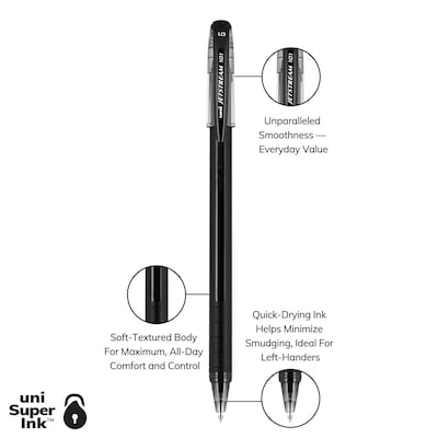 uni Jetstream 101 Ballpoint Pens, Medium Point, 1.0mm, Black Ink, Dozen (1768011)