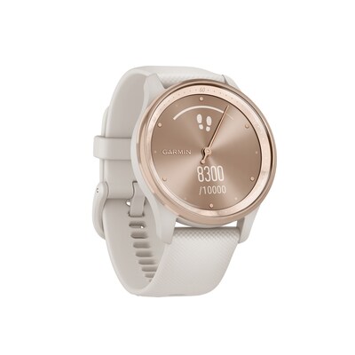 Garmin vívomove Trend Smartwatch, 40.4mm, Peach Gold Stainless Steel Bezel, Ivory Silicone Band (010-02665-01)