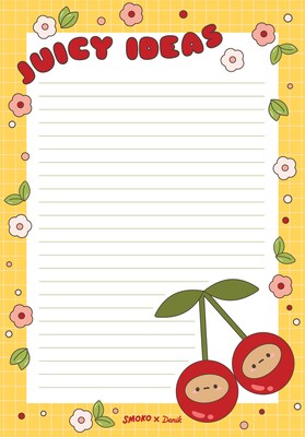 Denik Tayto Cherry Notepad, 5.25 x 8.25, Multicolor, 64 Sheets/Pad (NP1911)