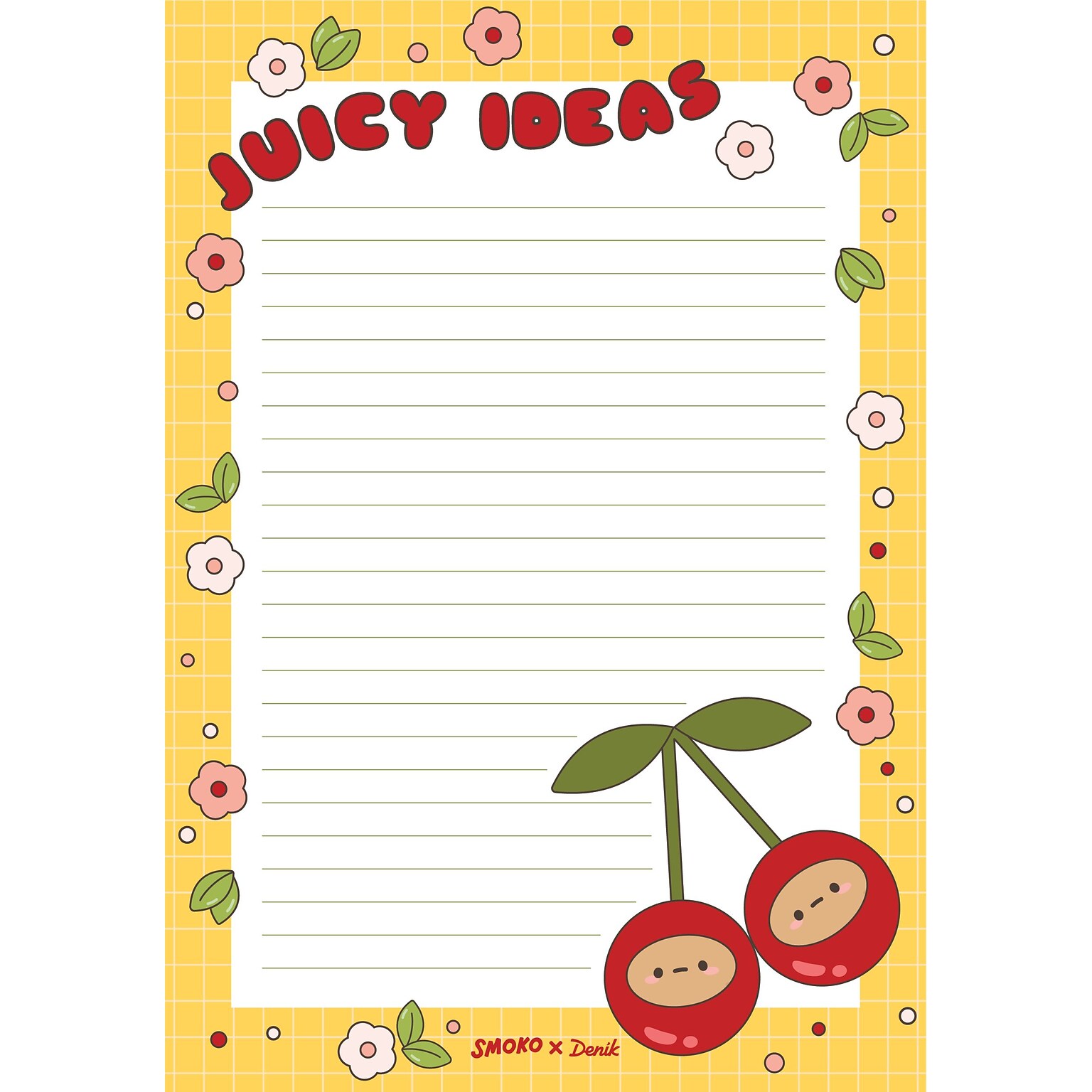 Denik Tayto Cherry Notepad, 5.25 x 8.25, Multicolor, 64 Sheets/Pad (NP1911)