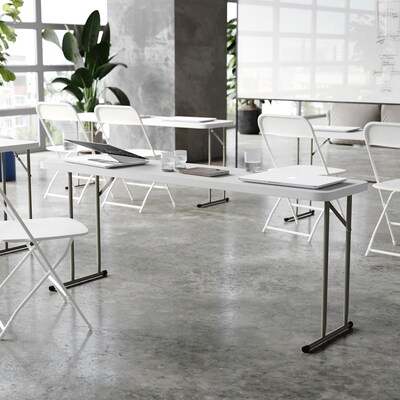 Flash Furniture Kathryn Folding Table, 70.8" x 18", Granite White (RB1872)
