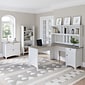 Bush Furniture Salinas 60" L-Shaped Desk with Hutch, File Cabinet and 5-Shelf Bookcase, Shiplap Gray/Pure White (SAL007G2W)