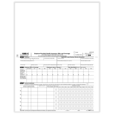 ComplyRight 2024 1095-C Tax Form, 1-Part, 500/Pack (1095C500)