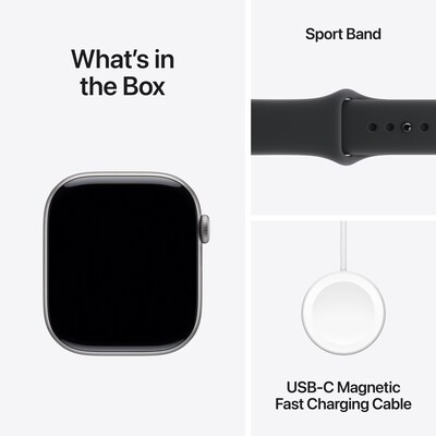 Apple Watch Series 11 GPS Smartwatch, 46mm, Space Gray Aluminum Case with Black Sport Band, Small/Medium (MEV04LW/A)