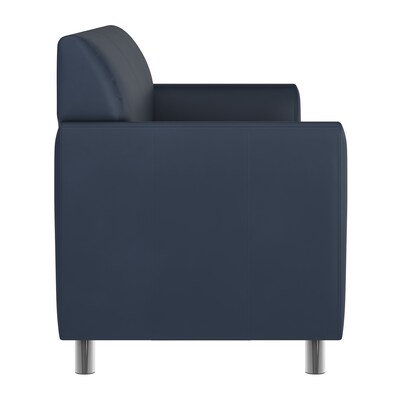 Flash Furniture Hercules Diplomat LeatherSoft Sofa, Navy/Chrome Legs (BT8273NVYCHR)