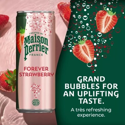 Perrier Flavored Forever Strawberry Sparkling Mineral Water, 11.15 oz., 8 Cans/Pack (12316295)