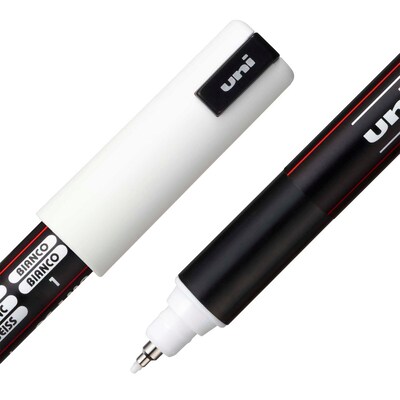 POSCA PC-1MR Water Based Paint Marker, Extra Fine Pin Tip, White, 2/Pack (UBCPC1MRWHITE-2)