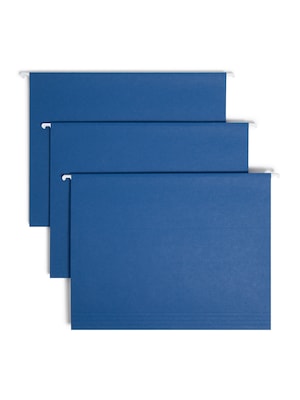 Smead Hanging File Folders, 1/5-Cut Adjustable Tab, Letter Size, Navy Blue, 25/Box (64057)