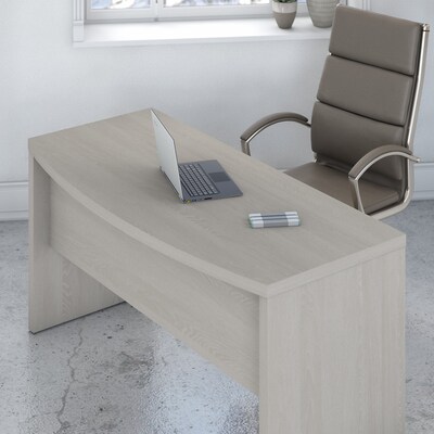 Office by kathy ireland Echo 60" Bow Front Computer Desk with Mobile Cabinet, Gray Sand (ECH001GS)