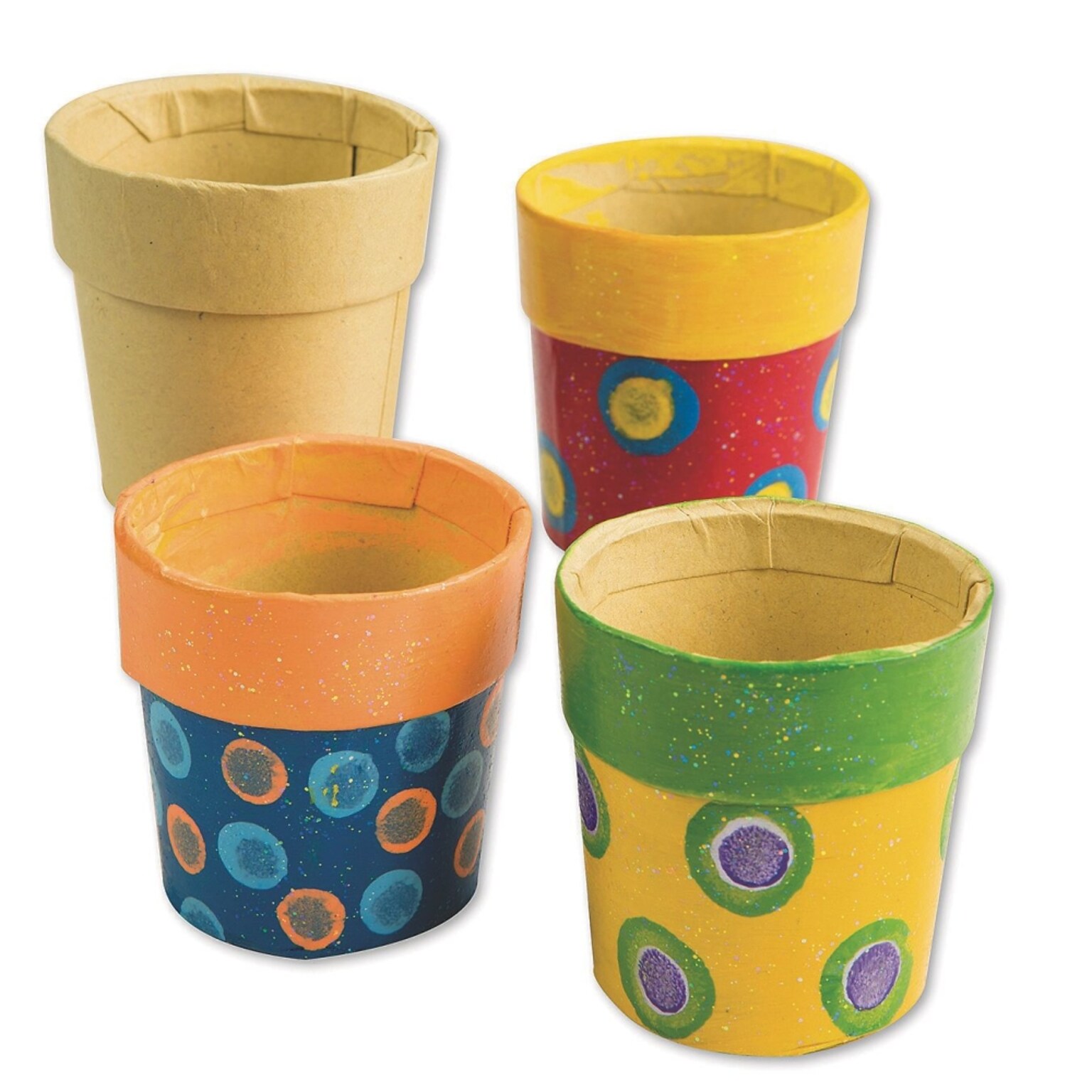 S&S Worldwide Paper Mache Mini Pots, 12/Pack (PS1213)