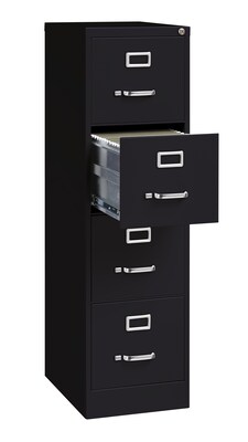 Hirsh Commercial 4-Drawer Vertical File Cabinet, Letter Size, Lockable, 52"H x 15"W x 22"D, Black (17787)