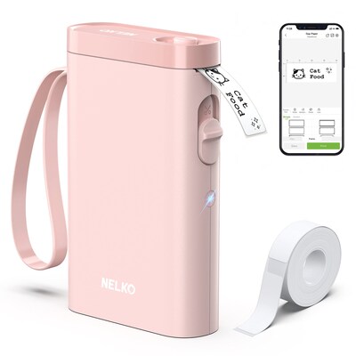 Nelko P21 Portable Bluetooth Thermal Label Printer, Pink (P21PK-1440WH-1R)