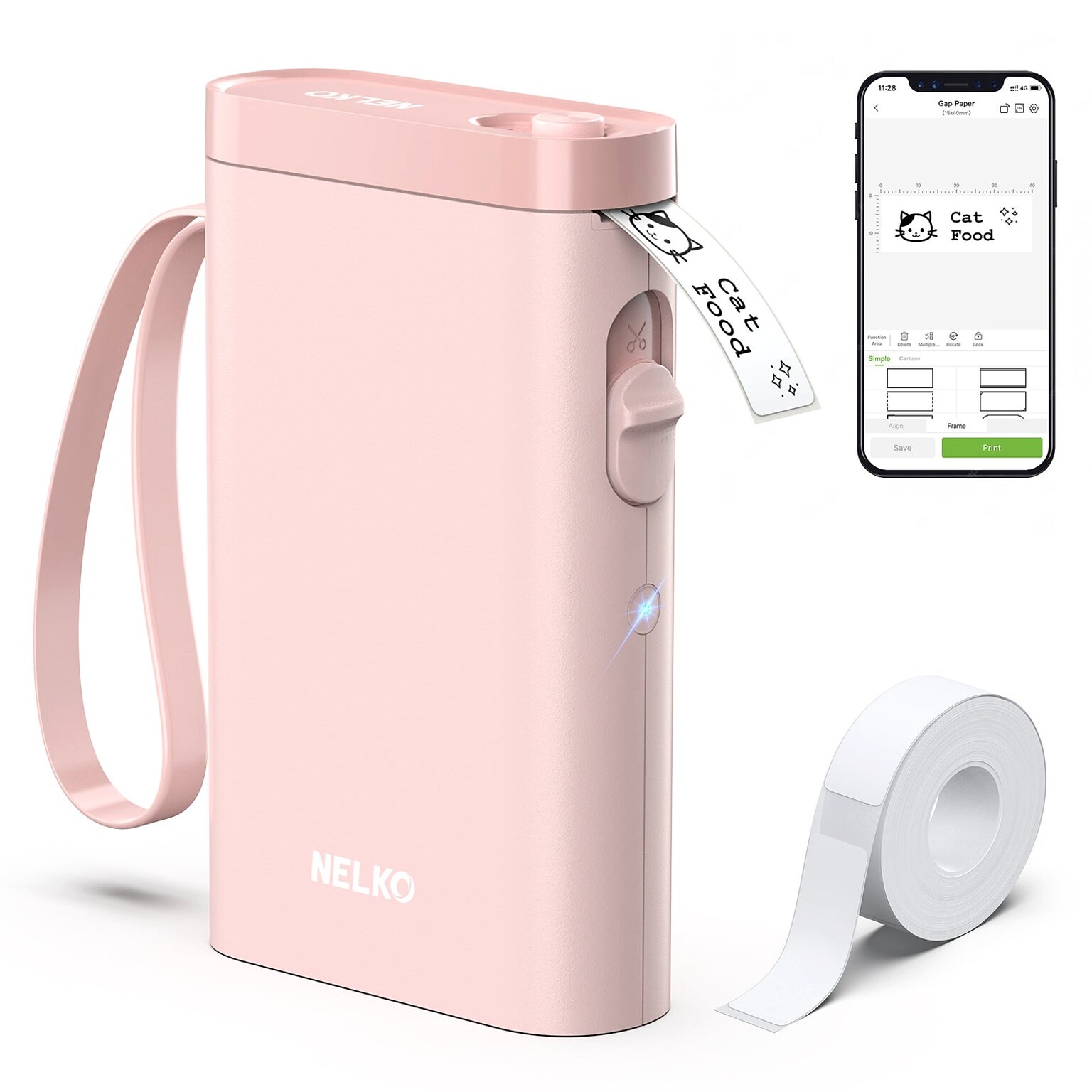 Nelko P21 Portable Bluetooth Thermal Label Printer, Pink (P21PK-1440WH-1R)