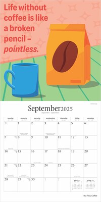 2025 Brush Dance But First Coffee 12" x 24" Monthly Square Wall Calendar, (9781975478544)