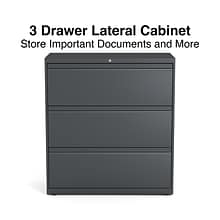 Quill Brand® 3-Drawer Lateral File Cabinet, Locking, Letter/Legal, Charcoal, 36W (26823D-CC)