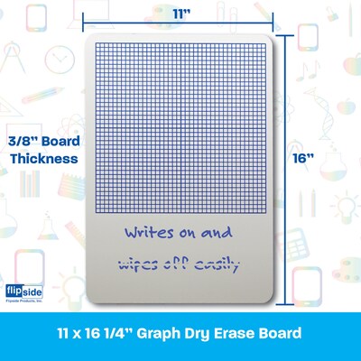 Flipside Products Melamine 1/4" Graph Dry Erase Board, 11" x 16", 3/Pack (FLP111613)