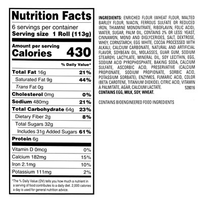 Hostess Cloverhill Cinnamon Roll, 4 oz, 36/Pack (220-02473)