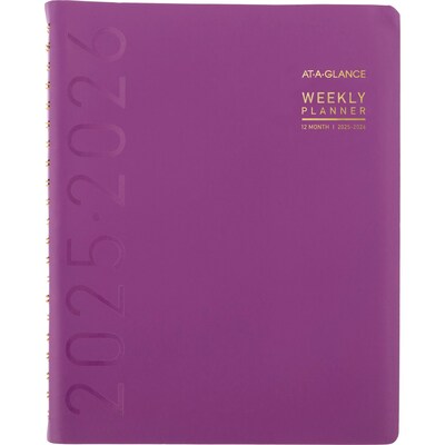 2025-2026 AT-A-GLANCE Contemporary 8.25" x 11" Academic Year Weekly & Monthly Planner, Faux Leather Cover, Purple