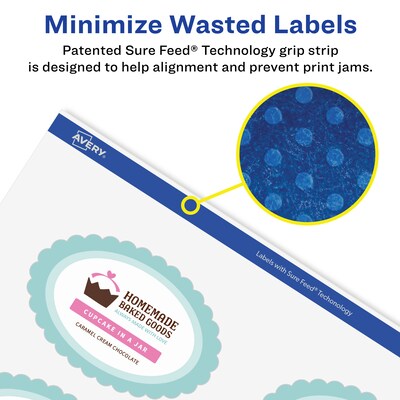 Avery Laser/Inkjet Decorative Edge Multipurpose Labels, 2" x 3", White, 800 Labels/Box (94060)