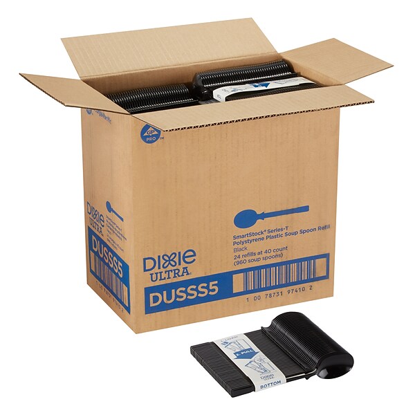 Dixie Ultra SmartStock Series-T Polystyrene Soup Spoon Refill, Black, 960/Carton (DUSSS5)