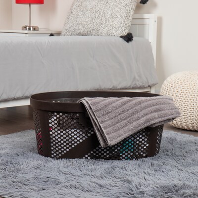 Mind Reader Wide Plastic Laundry Basket, Brown (HHAMP40-BRN)