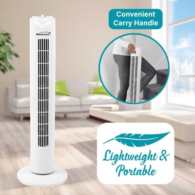 Brentwood 32" Oscillating Portable Tower Fan, 3-Speed, White (F-32TW)
