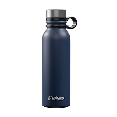 Outdoors Professional Stainless Steel Double-Walled Vacuum-Insulated Travel Bottle, 20 oz., Navy Blu