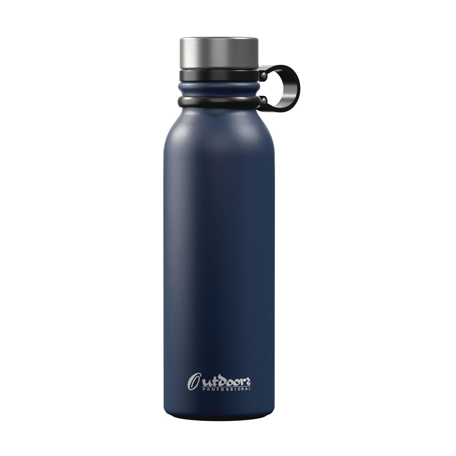 Outdoors Professional Stainless Steel Double-Walled Vacuum-Insulated Travel Bottle, 20 oz., Navy Blue (OUTD9263)
