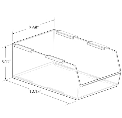 Azar Displays Large Narrow Plastic Storage Bin, Clear, 4/Pack (556712-4PK)